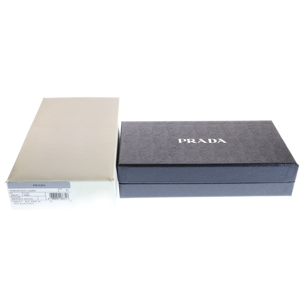 PRADA(プラダ) サフィアーノ ラウンドファスナー長財布 ブラック レザー 2ML317 ウォレット