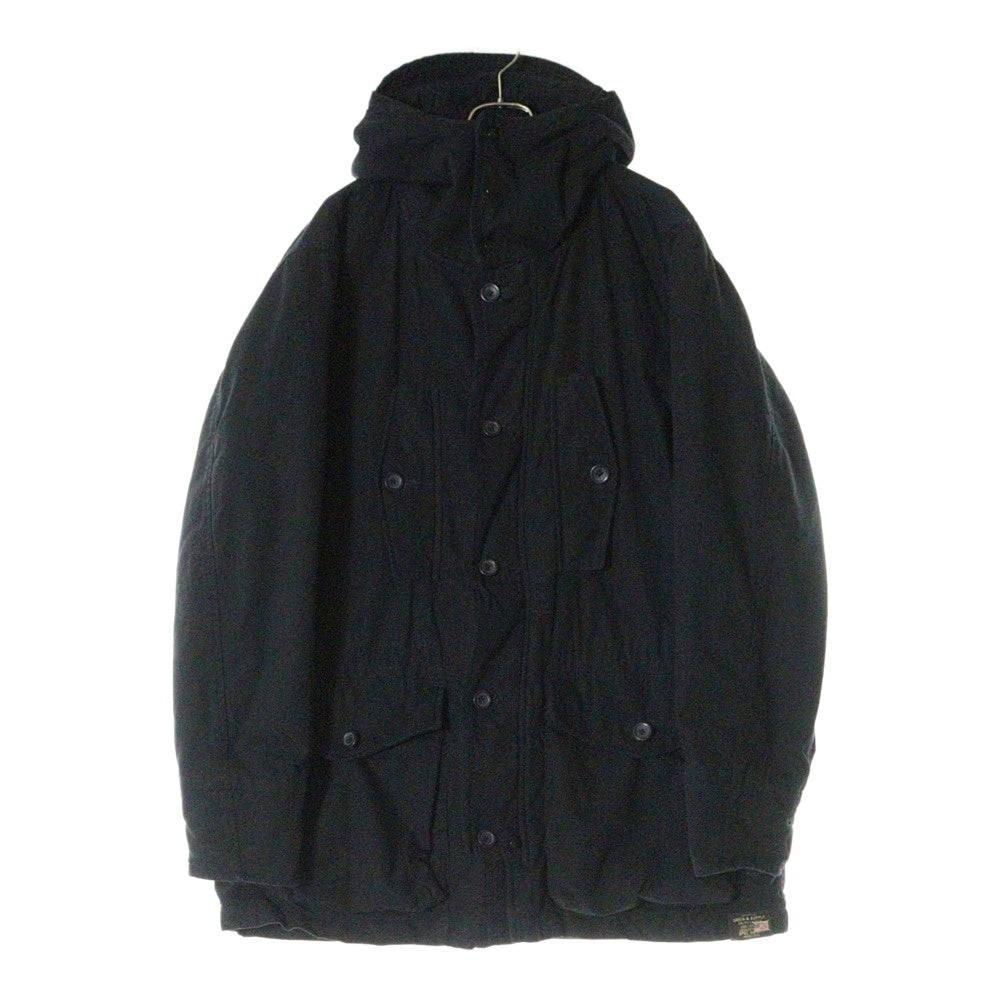 DENIM & SUPPLY RALPH LAUREN(デニム アンド サプライ ラルフローレン) ミリタリー コットン フーデッド ジップアップ 中綿ジャケット ブラック