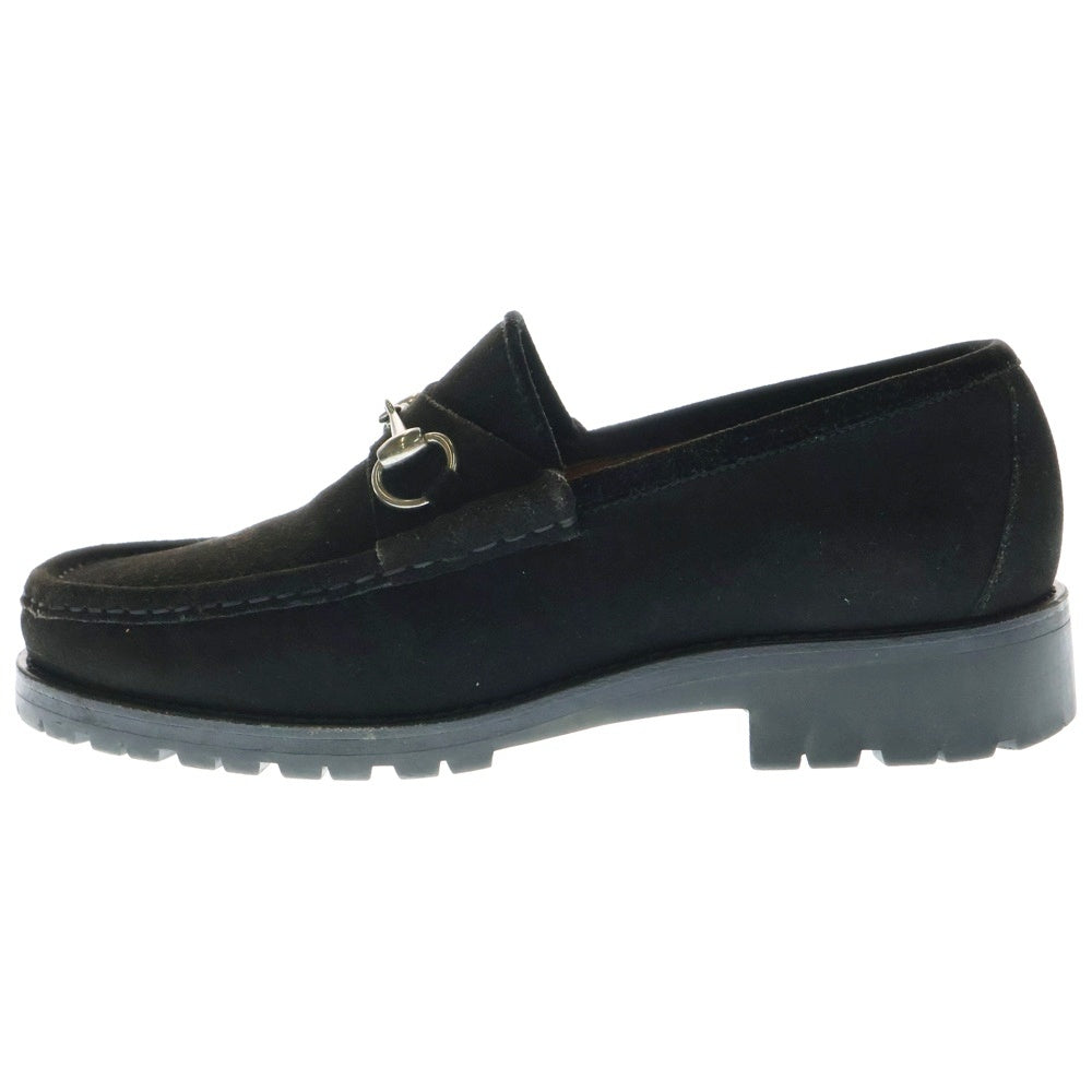 GUCCI(グッチ) ホースビット スウェードレザー ローカットシューズ ローファー シルバー金具 ブラック 111 6030