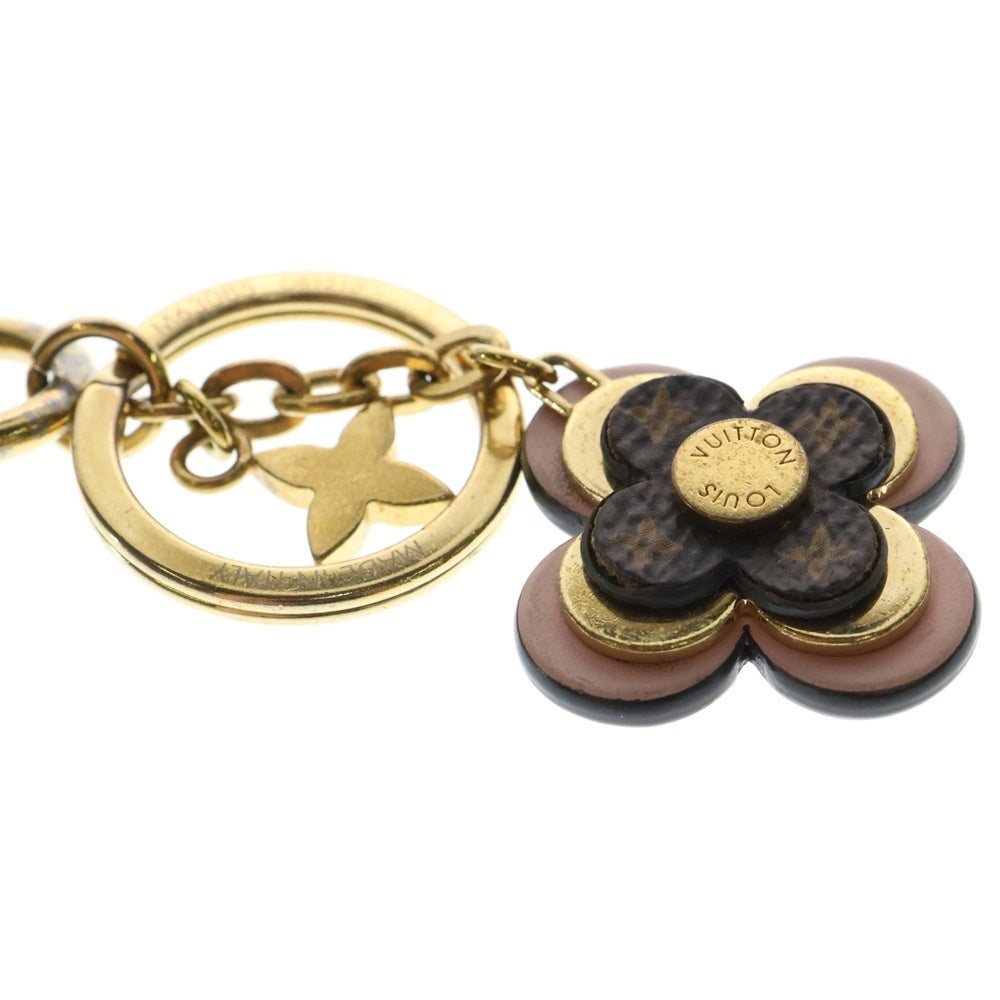 LOUIS VUITTON(ルイヴィトン) モノグラム ポルトクレ・ブルーミングフラワーBB バッグチャーム キーリング キーホルダー ブラウン×ピンク ゴールド金具 レザー PVC GP M63085