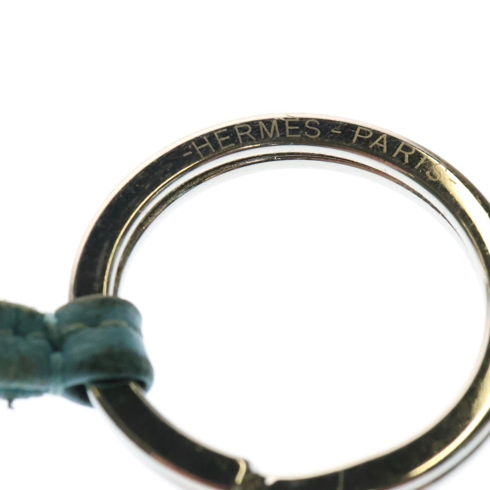 HERMES(エルメス) カルメン バッグチャーム キーリング キーホルダー ブルー シルバー金具 レザー
