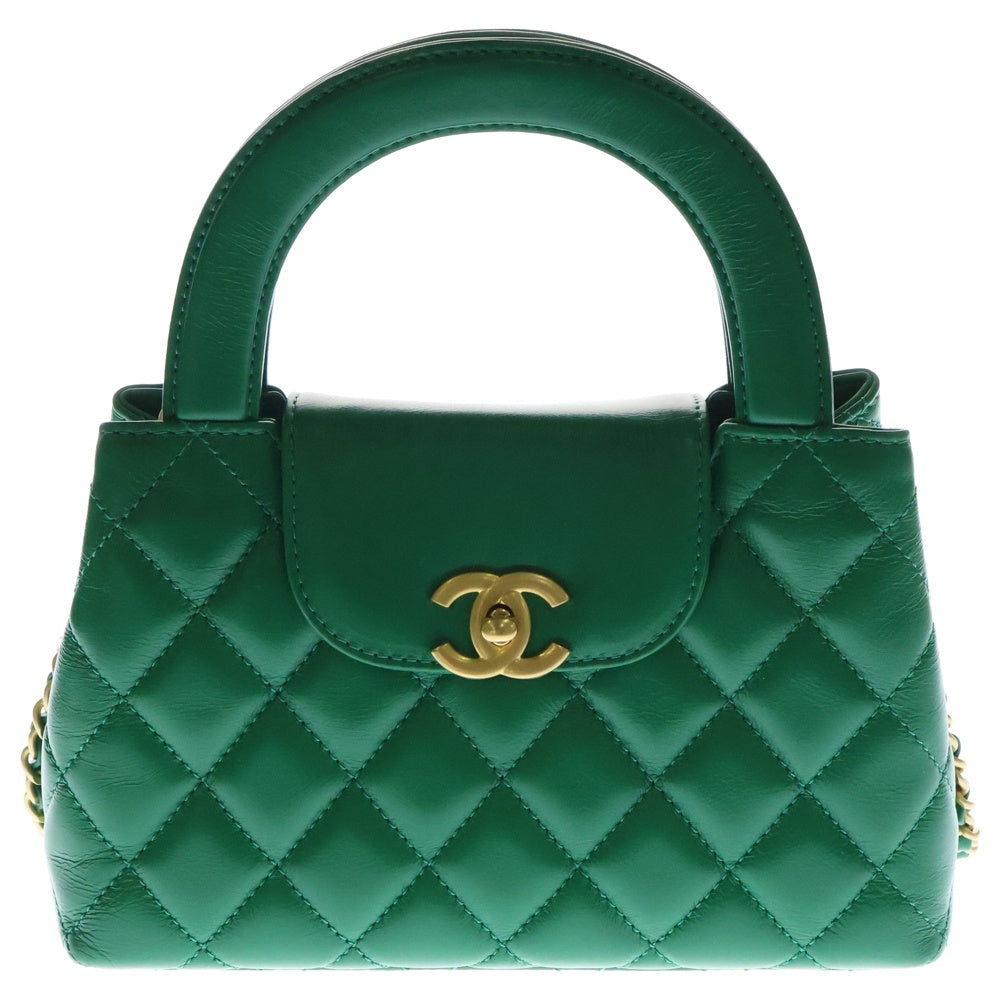 CHANEL(シャネル) ココマーク マトラッセ ラムスキン 2WAY チェーンショルダーバッグ ハンドバッグ グリーン レディース AS4416