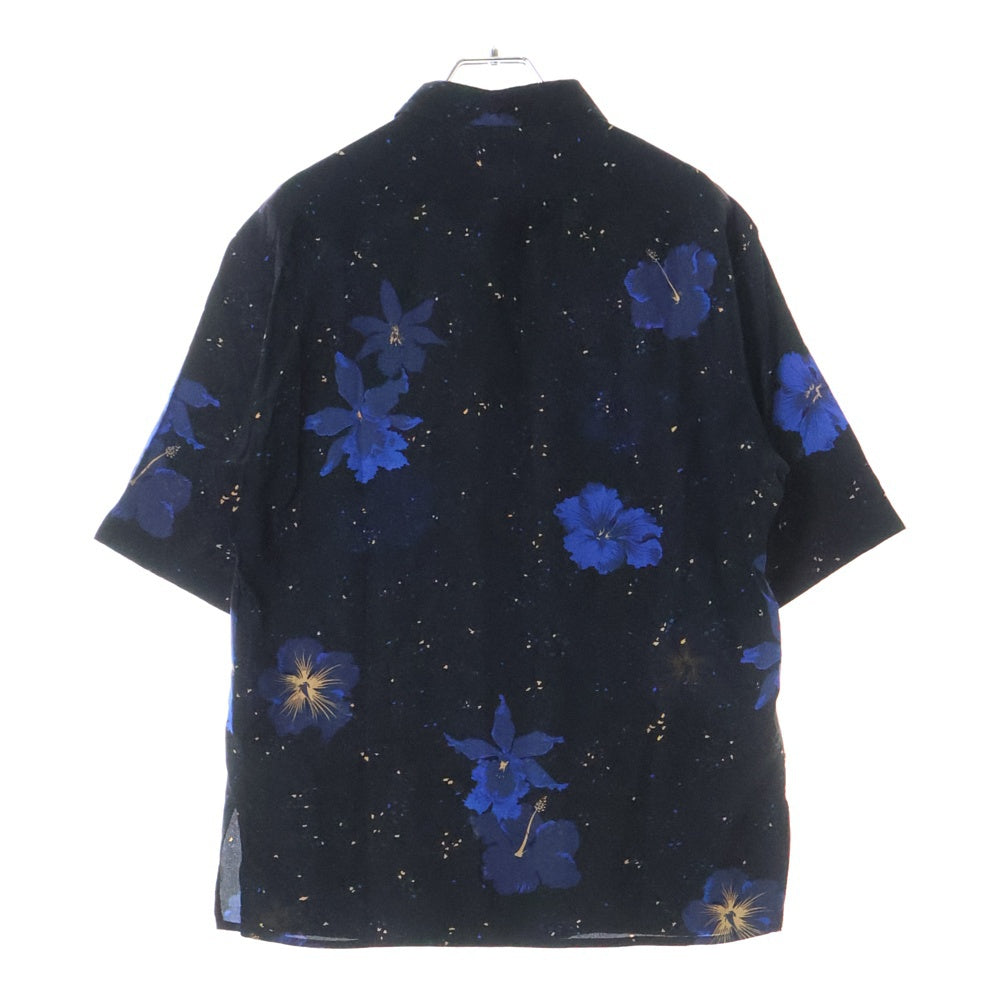 SAINT LAURENT PARIS(サンローランパリ) 半袖シャツ ハイビスカス ブラック シルク #38 601070 メンズ