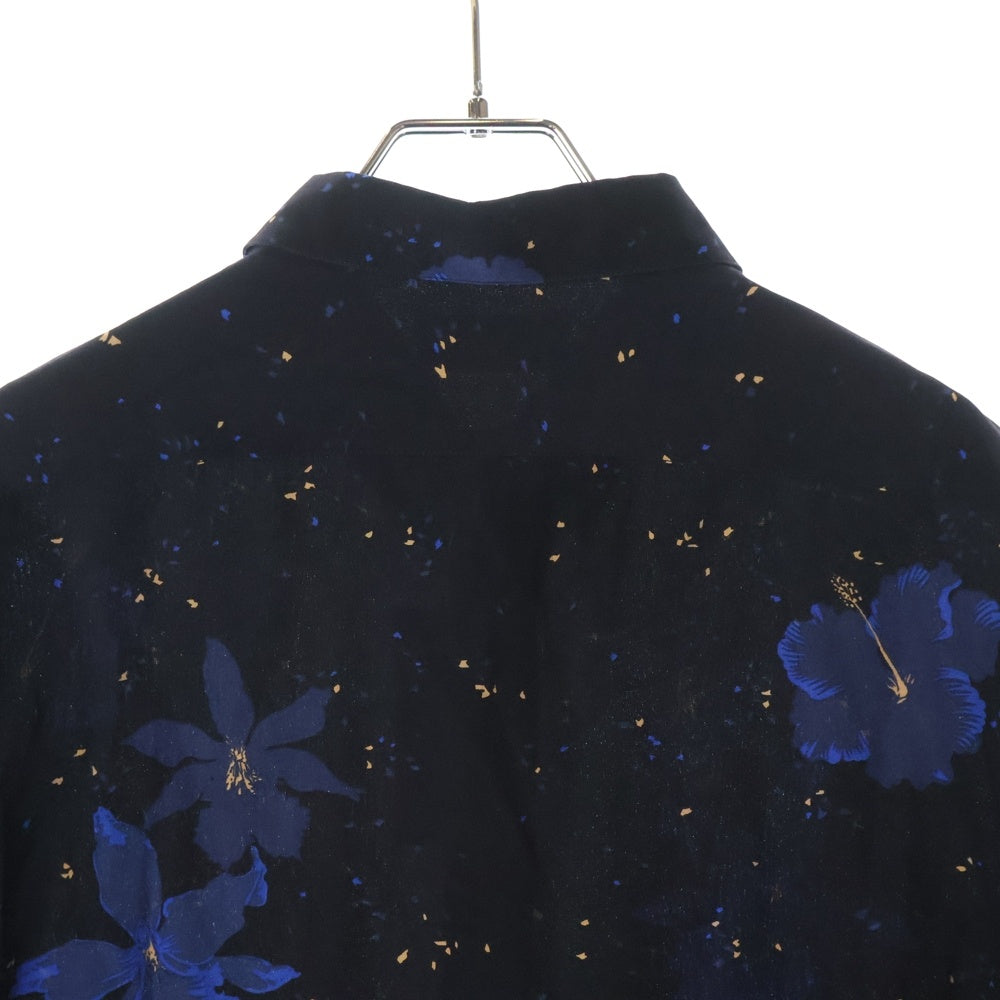 SAINT LAURENT PARIS(サンローランパリ) 半袖シャツ ハイビスカス ブラック シルク #38 601070 メンズ