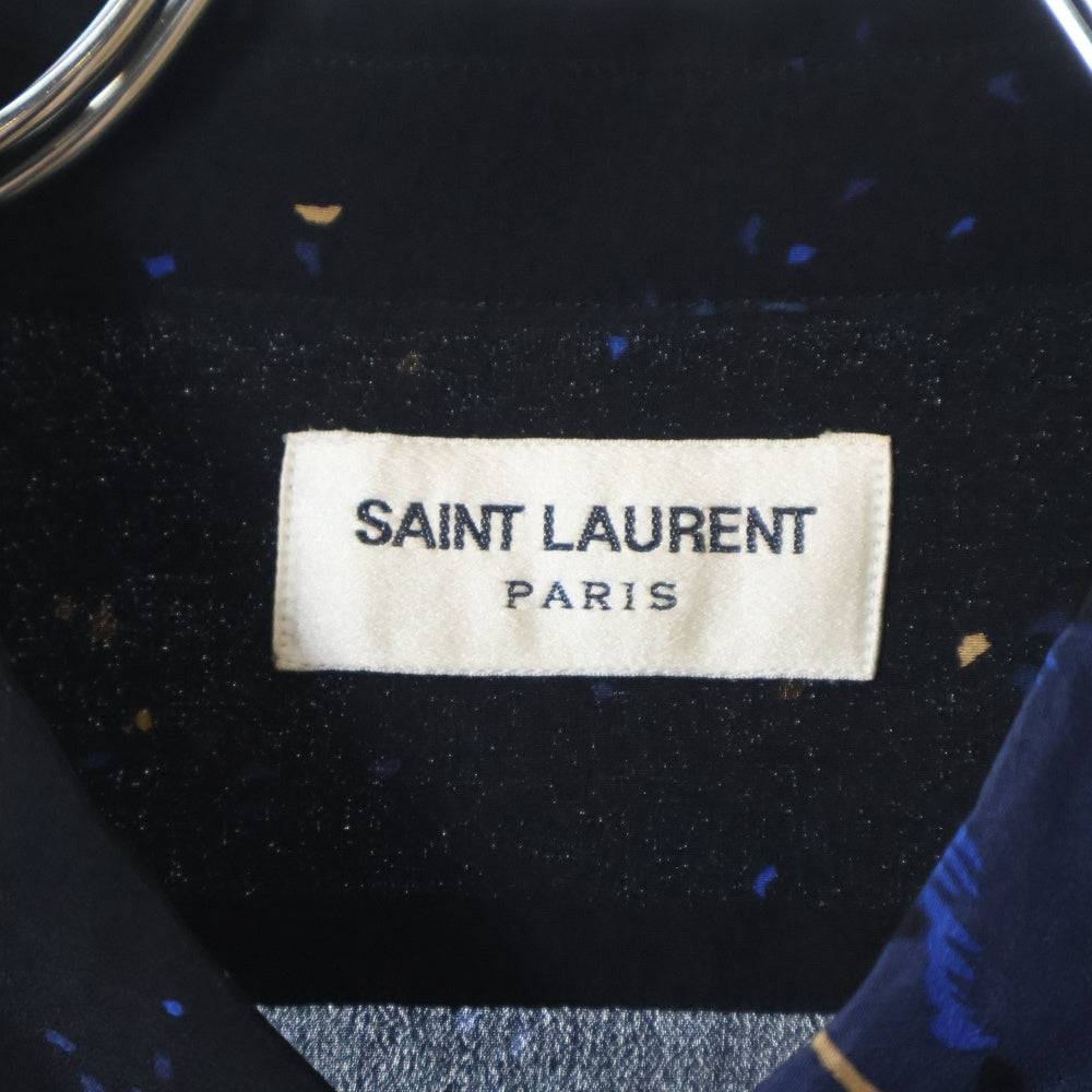 SAINT LAURENT PARIS(サンローランパリ) 半袖シャツ ハイビスカス ブラック シルク #38 601070 メンズ