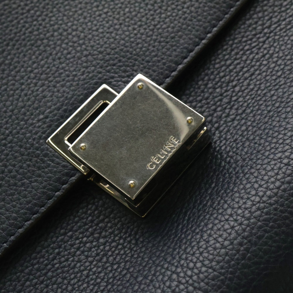 CELINE(セリーヌ) トラペーズ ミディアム スウェードレザー切り替え 2WAYハンド ショルダーバッグ シルバー金具 ネイビー