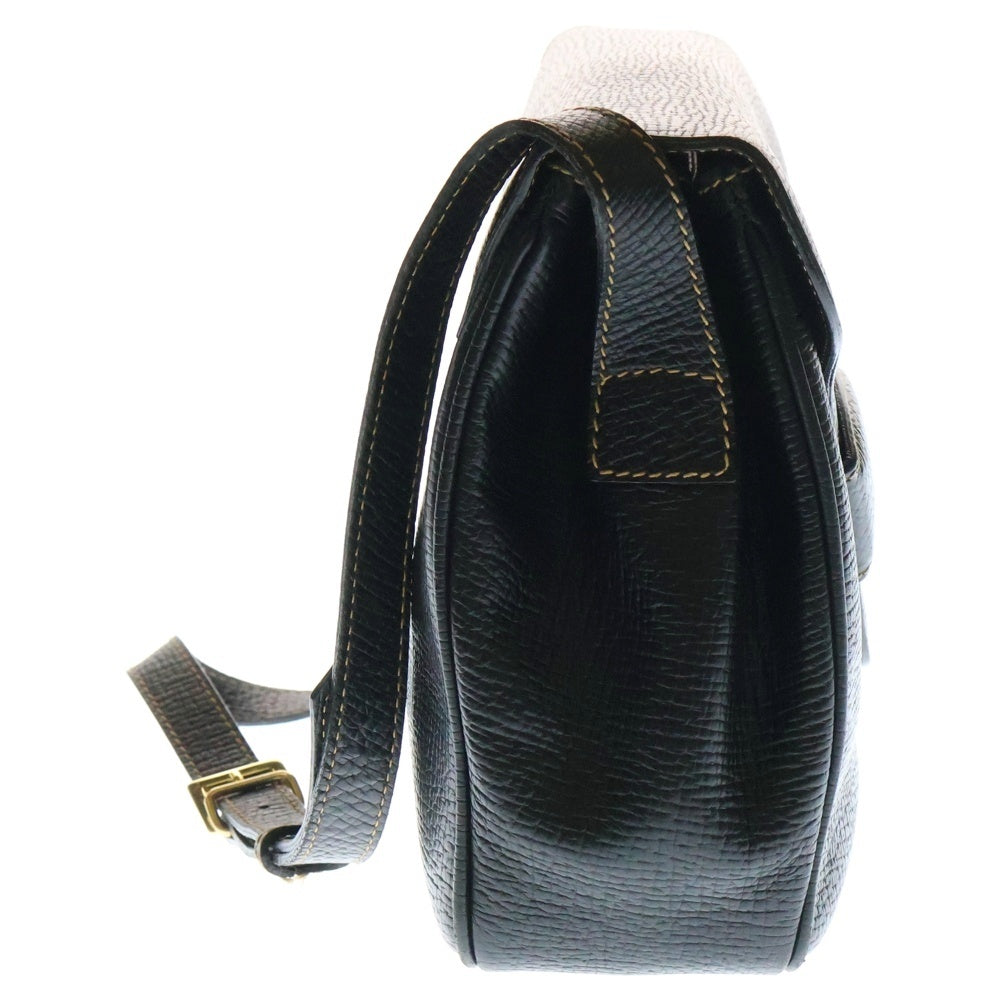 LOEWE(ロエベ) バルセロナ レザー フラップ ショルダーバッグ ゴールド金具 ブラック