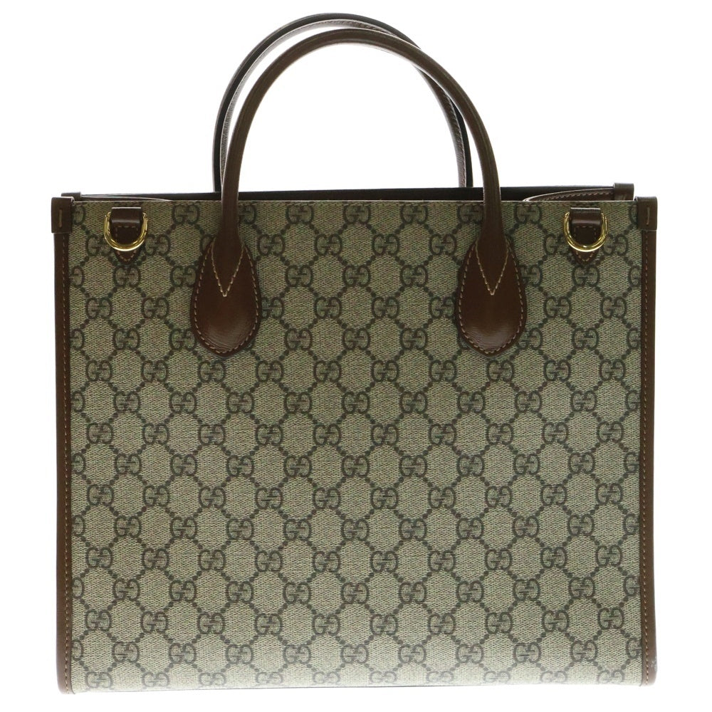 GUCCI(グッチ) GGスプリーム キャンバス レザー 2WAY ハンド ショルダーバッグ ブラウン/ベージュ 659983