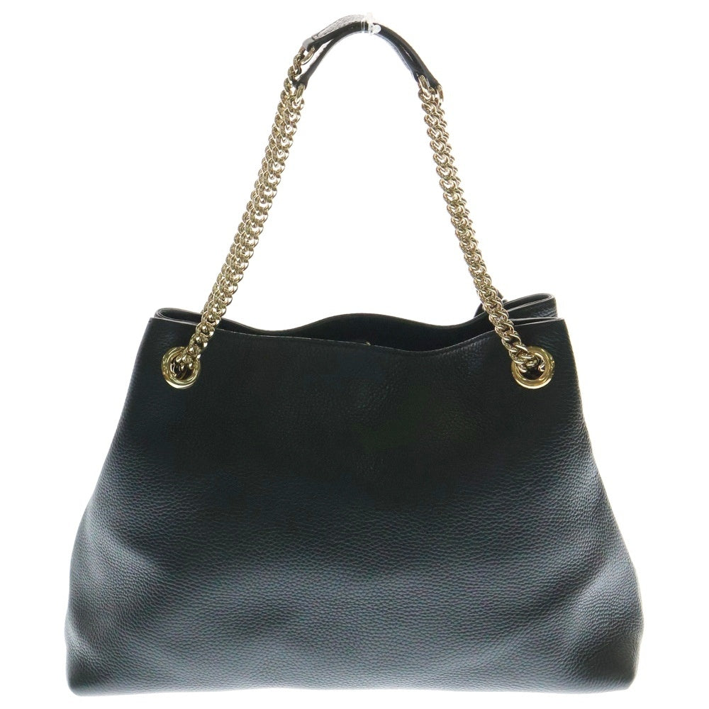 GUCCI(グッチ) ソーホー インターロッキングG ロゴ レザー 2WAY チェーン ハンド ショルダー トートバッグ ゴールド金具 ブラック 536196