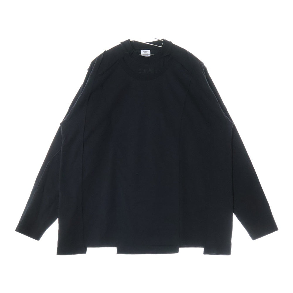 VETEMENTS(ヴェトモン) 23SS ロゴ刺繍 レイヤードデザイン カットオフ ロングスリーブ 長袖Tシャツ カットソー ブラック UE63LS115B