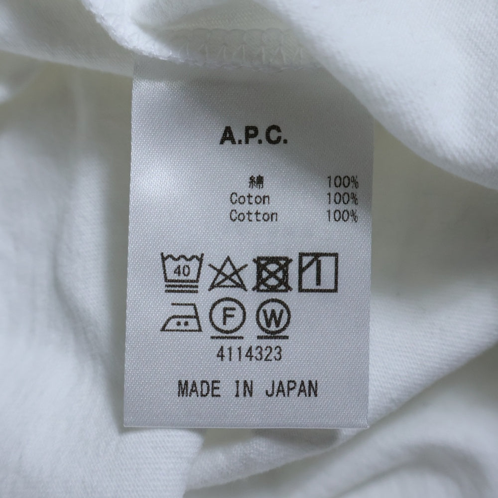 A.P.C(アーペーセー) フロントロゴ刺繍 クルーネック ロングスリーブ 長袖Tシャツ カットソー ホワイト 25082-1-93308