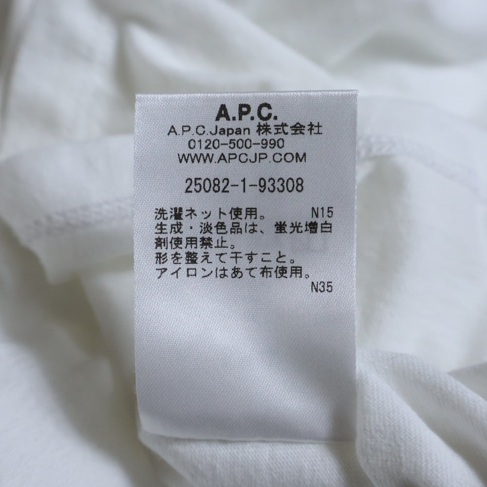 A.P.C(アーペーセー) フロントロゴ刺繍 クルーネック ロングスリーブ 長袖Tシャツ カットソー ホワイト 25082-1-93308