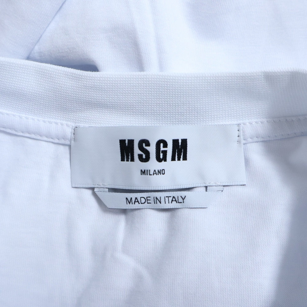 MSGM(エムエスジーエム) ロゴプリント クルーネック ロングスリーブ 長袖Tシャツ カットソー ホワイト 2000MM501