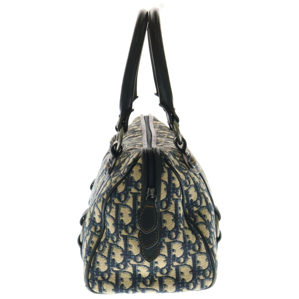 Christian Dior(クリスチャンディオール) トロッター ロゴ ミニボストン ハンドバッグ ネイビー キャンバス
