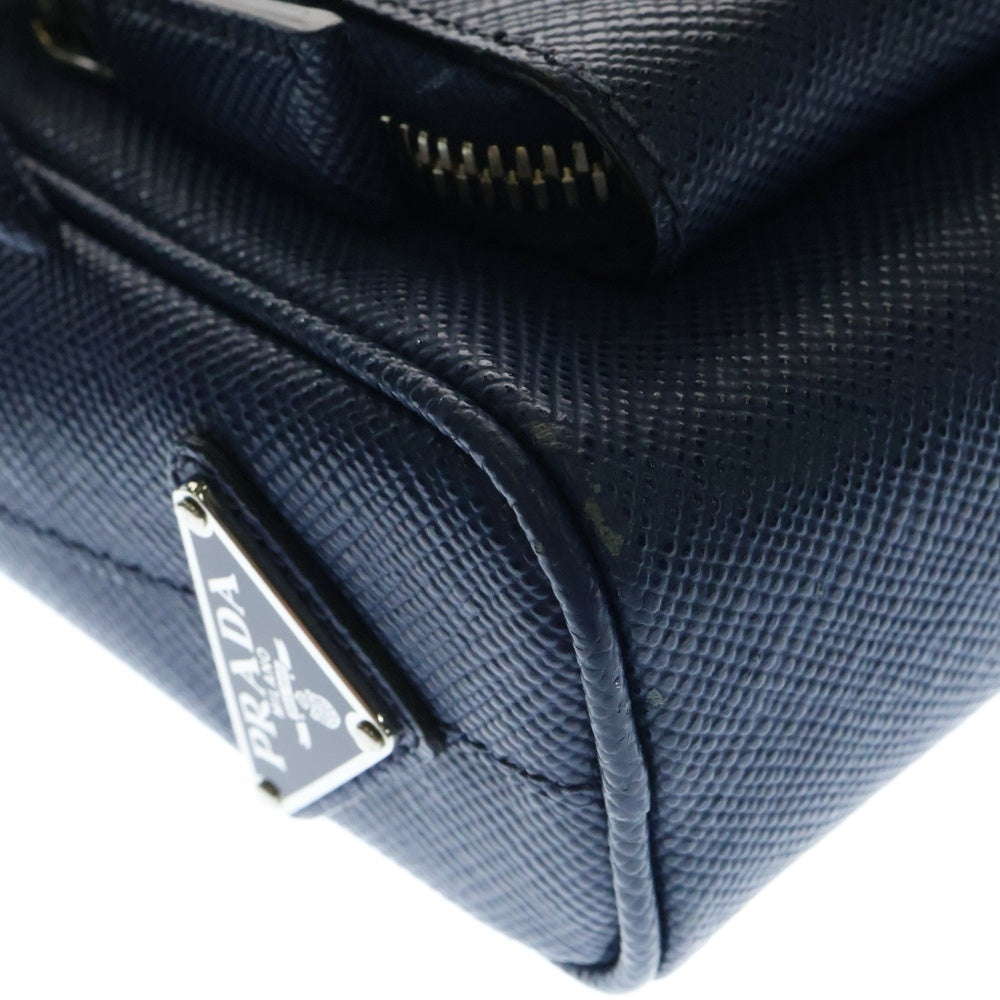 PRADA(プラダ) サフィアーノ ショルダーバッグ ミニバッグ シルバー金具 ブルー レザー 2VH152