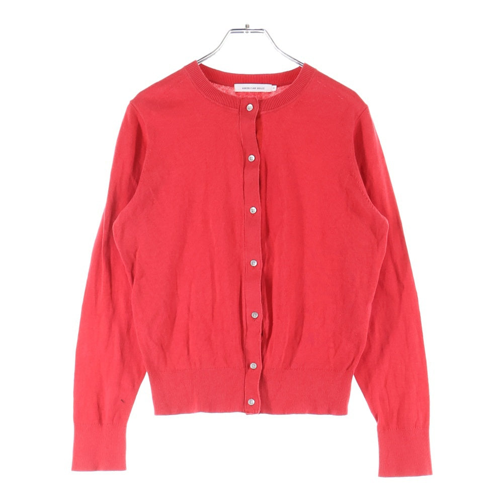 AMERICAN HOLIC(アメリカンホリック) AMERICAN HOLIC アメリカンホリック クルーネック ロングスリーブ 長袖 コットンニット カーディガン レッド レディース
