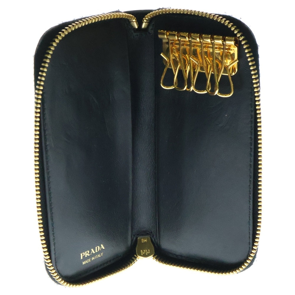 PRADA(プラダ) サフィアーノ 6連キーケース ブラック ゴールド金具 レザー 1PG604
