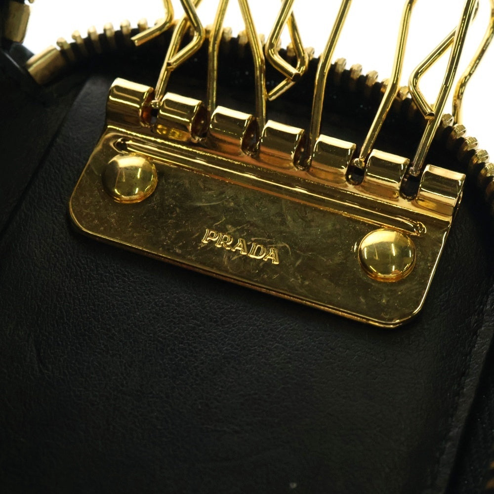 PRADA(プラダ) サフィアーノ 6連キーケース ブラック ゴールド金具 レザー 1PG604
