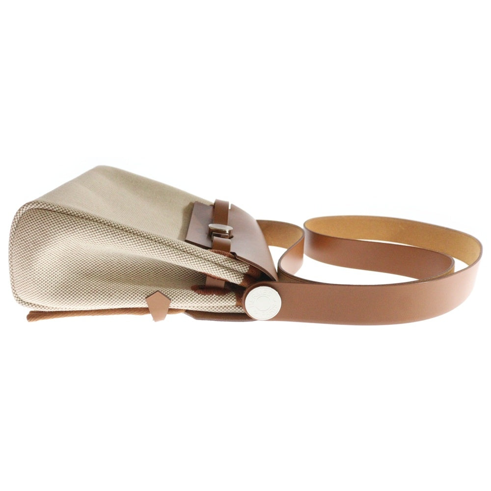 HERMES(エルメス) エールバッグジップミニ エクリュ ゴールド トワルアッシュ ショルダーバッグ シルバー金具 K刻印