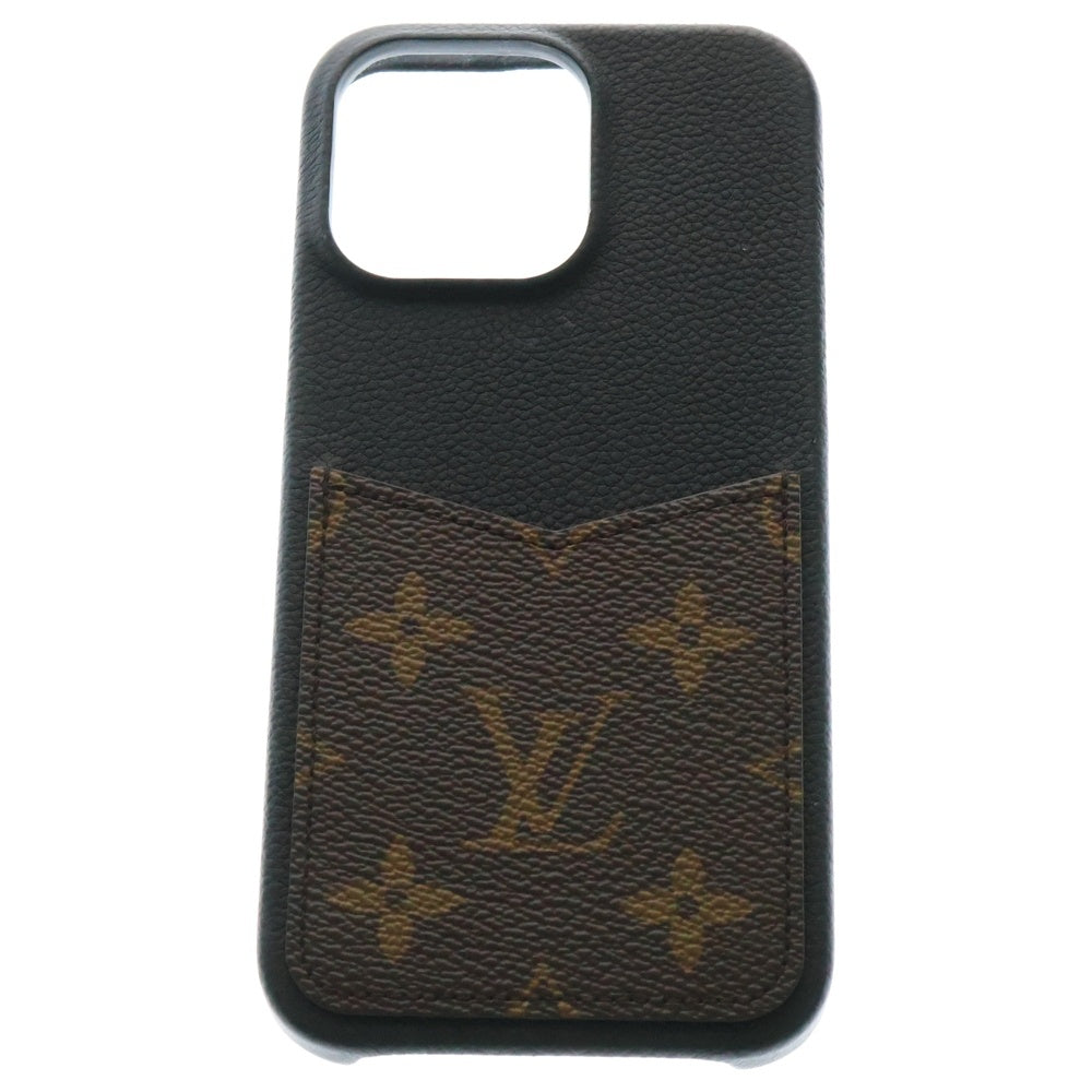 LOUIS VUITTON(ルイヴィトン) モノグラム バンパー IPHONE 15PRO MAX アイフォンケース 携帯 カバー ブラック×ブラウン レザー M82888