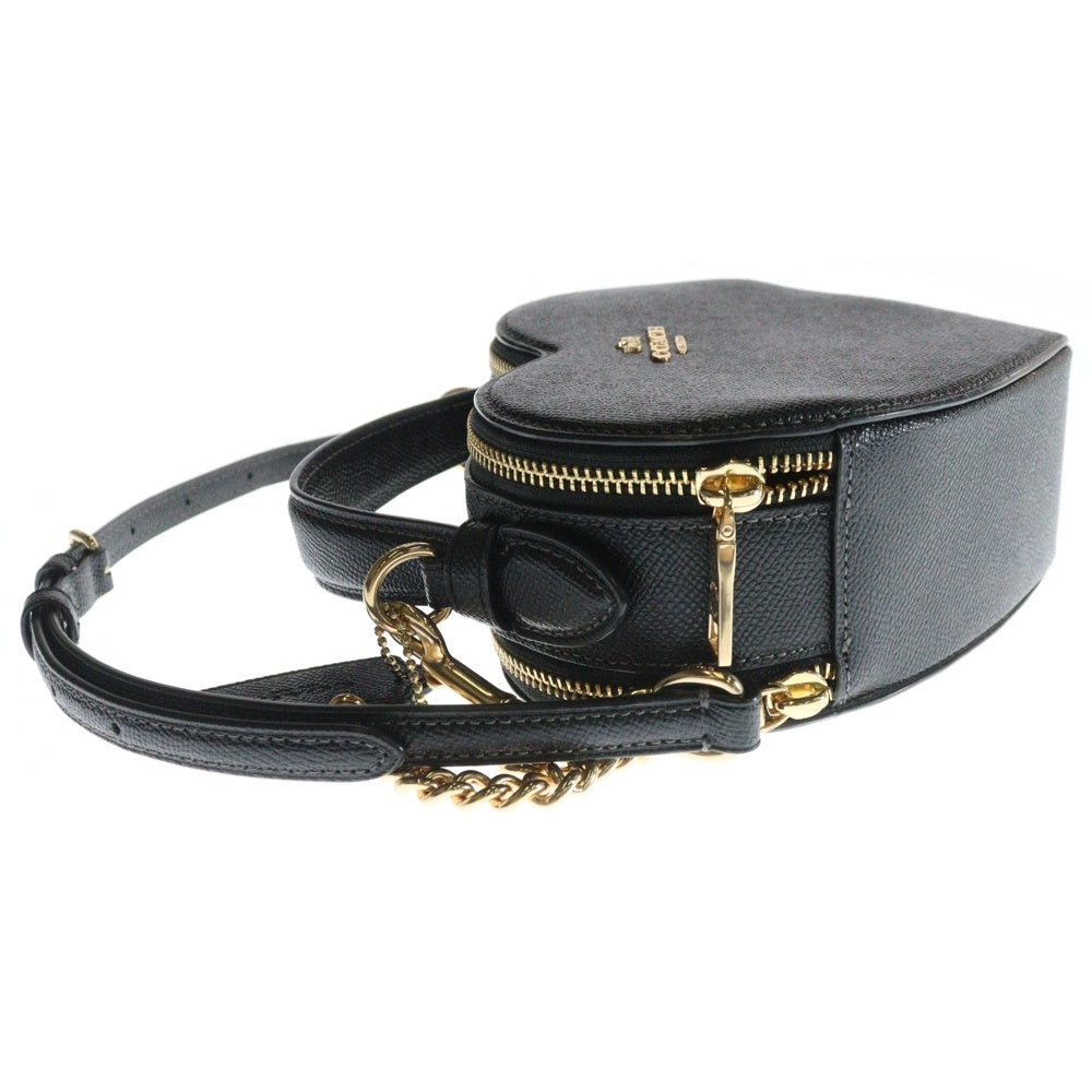 COACH(コーチ) ハートクロスボディ 2WAY ロゴ レザーチェーンショルダーバッグ ハンドバッグ ブラック レディース
