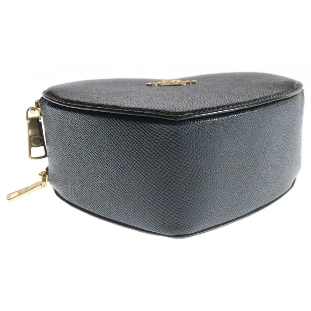 COACH(コーチ) ハートクロスボディ 2WAY ロゴ レザーチェーンショルダーバッグ ハンドバッグ ブラック レディース
