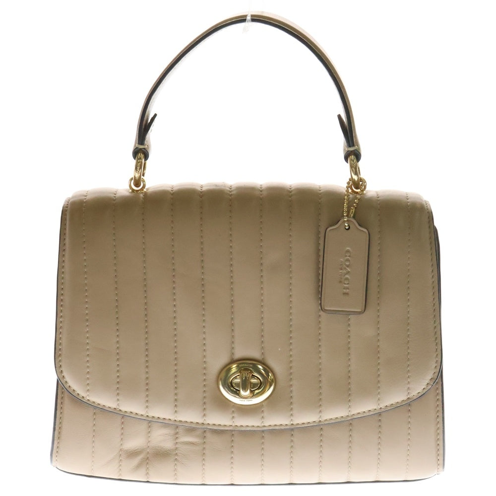 COACH(コーチ) 2WAYハンドバッグ ショルダーバッグ ゴールド金具 ベージュ レザー