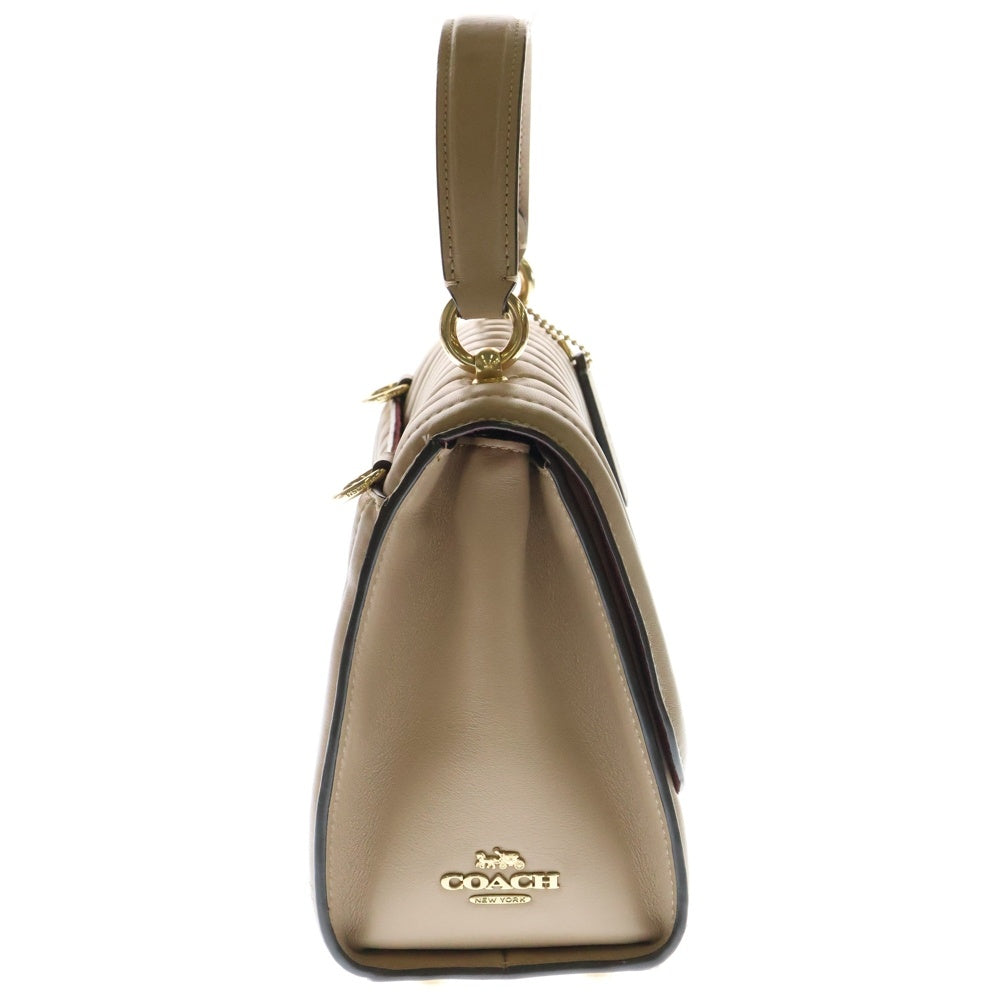 COACH(コーチ) 2WAYハンドバッグ ショルダーバッグ ゴールド金具 ベージュ レザー