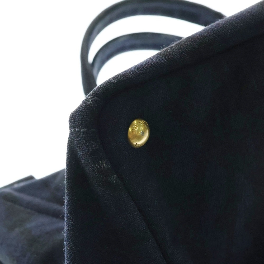 PRADA(プラダ) カナパトートバッグ 2WAYバッグ ハンドバッグ ショルダーバッグ デニム インディゴブルー ゴールド金具