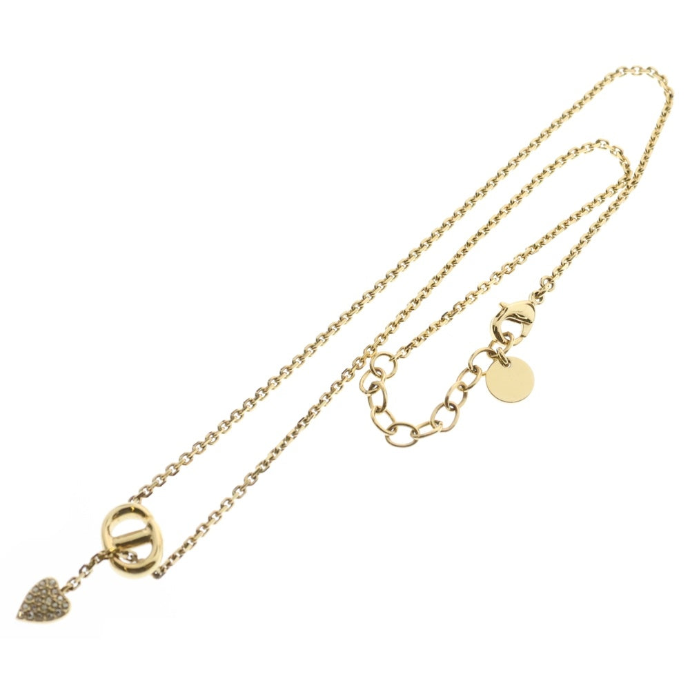 Christian Dior(クリスチャンディオール) CDネイビー ハート ロゴ ネックレス ゴールド GP アクセサリー