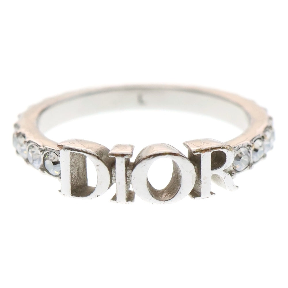 Christian Dior(クリスチャンディオール) ロゴ ラインストーンリング シルバー メタル L 指輪 アクセサリー