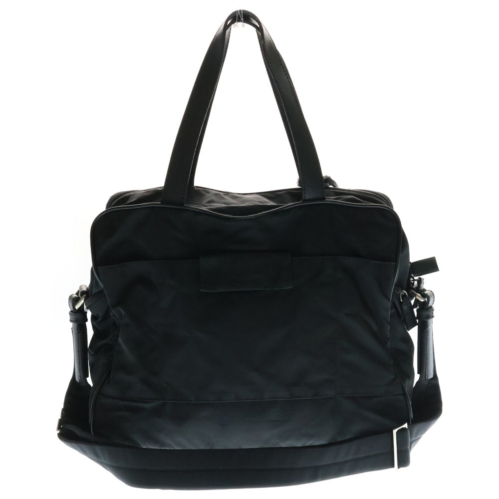 PRADA(プラダ) テスート 2WAYビジネスバッグ ハンドバッグ ショルダーバッグ ブラック シルバー金具 ナイロン ロゴ三角プレート V361