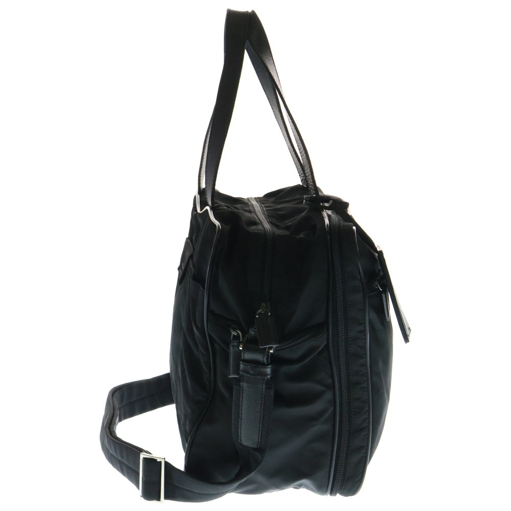 PRADA(プラダ) テスート 2WAYビジネスバッグ ハンドバッグ ショルダーバッグ ブラック シルバー金具 ナイロン ロゴ三角プレート V361