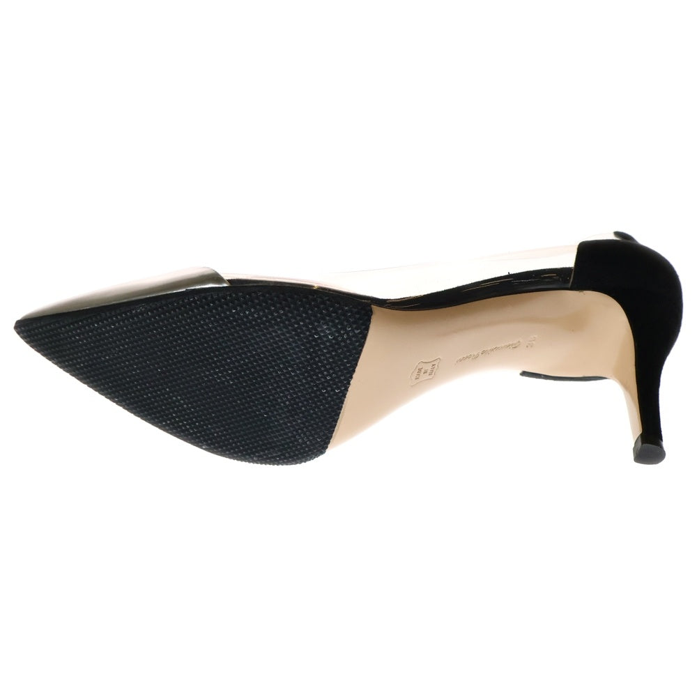 Gianvito Rossi(ジャンヴィト・ロッシ) パテント スウェード クリアPVC 切り替え レザー ヒール パンプス シューズ シルバー/ブラック レディース〇