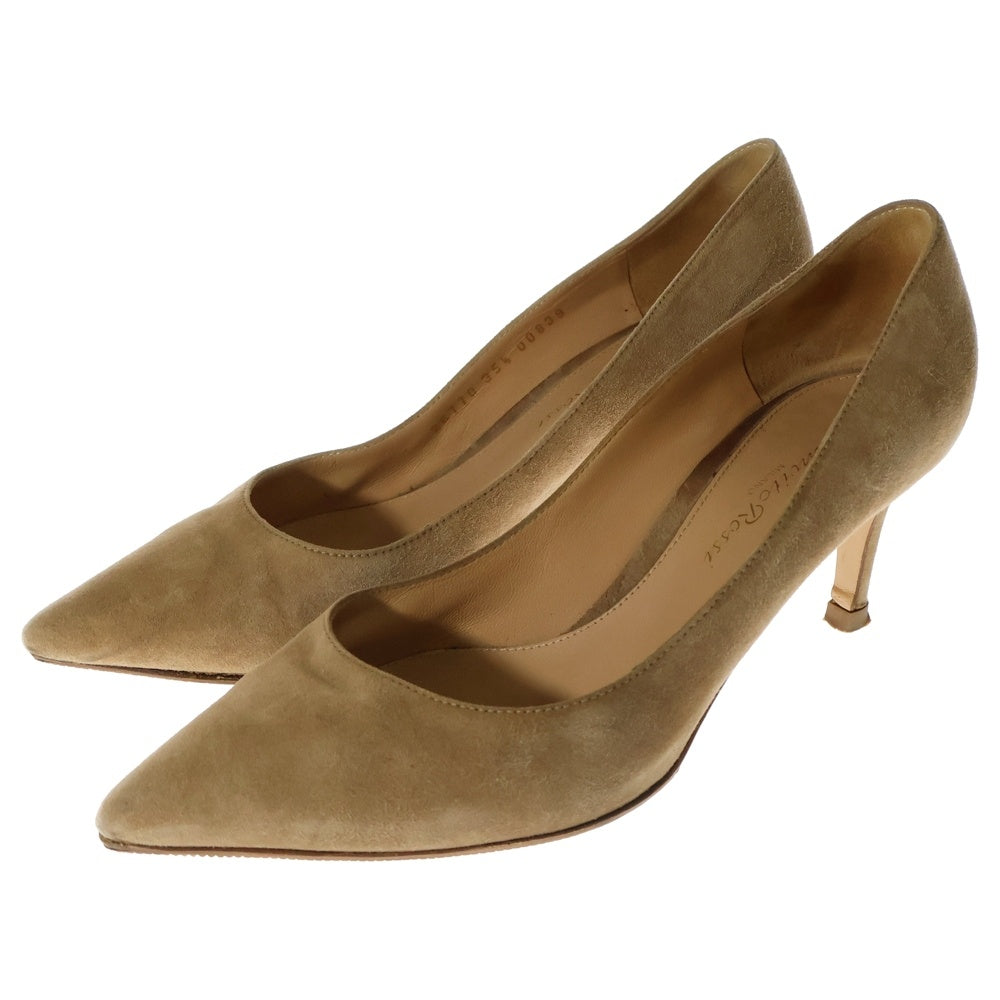 Gianvito Rossi(ジャンヴィト・ロッシ) スウェードレザー ヒール パンプス シューズ ベージュ レディース〇