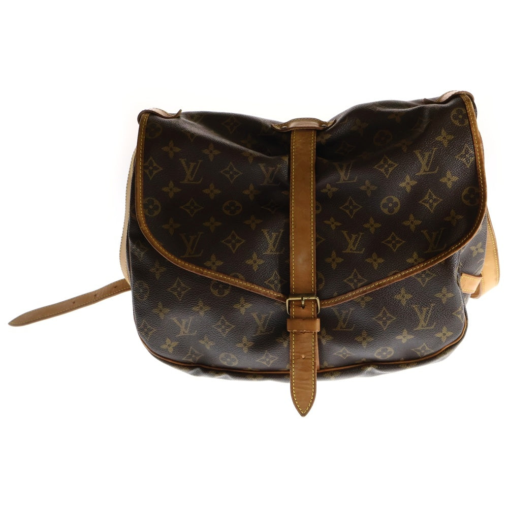 LOUIS VUITTON(ルイヴィトン) モノグラム ソミュール35 ショルダーバッグ ブラウン ゴールド金具 レザー×PVC M42254