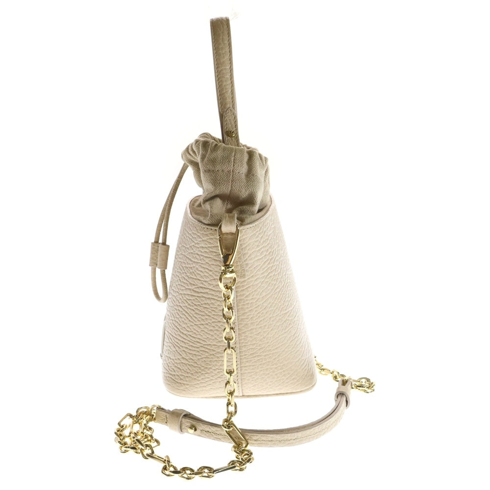 Maison Margiela 11(メゾンマルジェラ11) 5AC バケットバッグ スモール レザー 2WAY ハンド チェーン ショルダーバッグ ゴールド金具 ベージュ S61WG0035 P4348 T2086