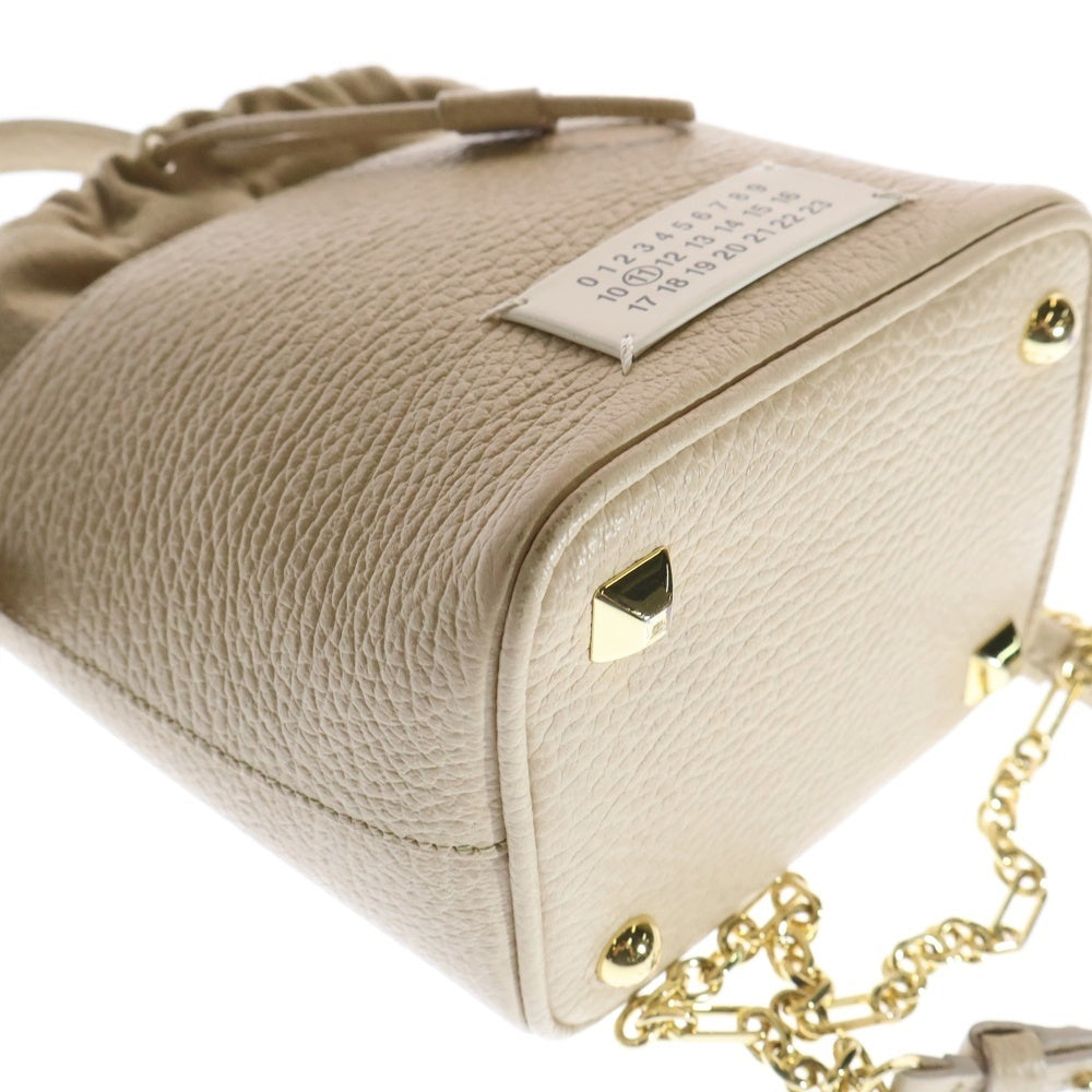 Maison Margiela 11(メゾンマルジェラ11) 5AC バケットバッグ スモール レザー 2WAY ハンド チェーン ショルダーバッグ ゴールド金具 ベージュ S61WG0035 P4348 T2086