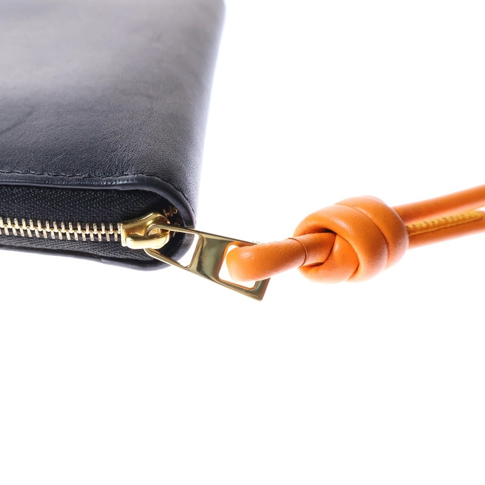 LOEWE(ロエベ) ノット コンパクトジップウォレット 財布 コインパース コインケース ブラック×オレンジ ゴールド金具