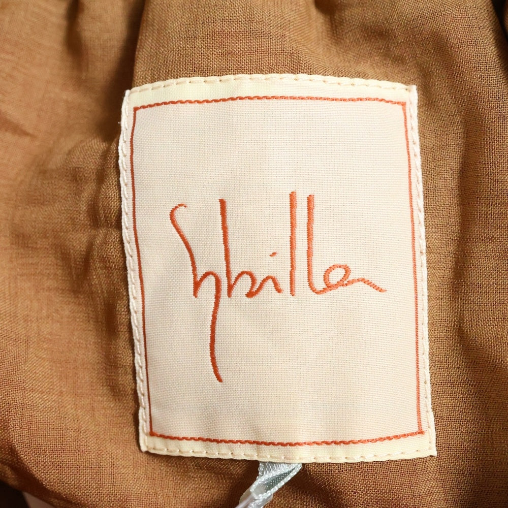 SYBILLA(シビラ) リネン コットン カットアウト 刺繍 フレア ロングスカート レッド レディース