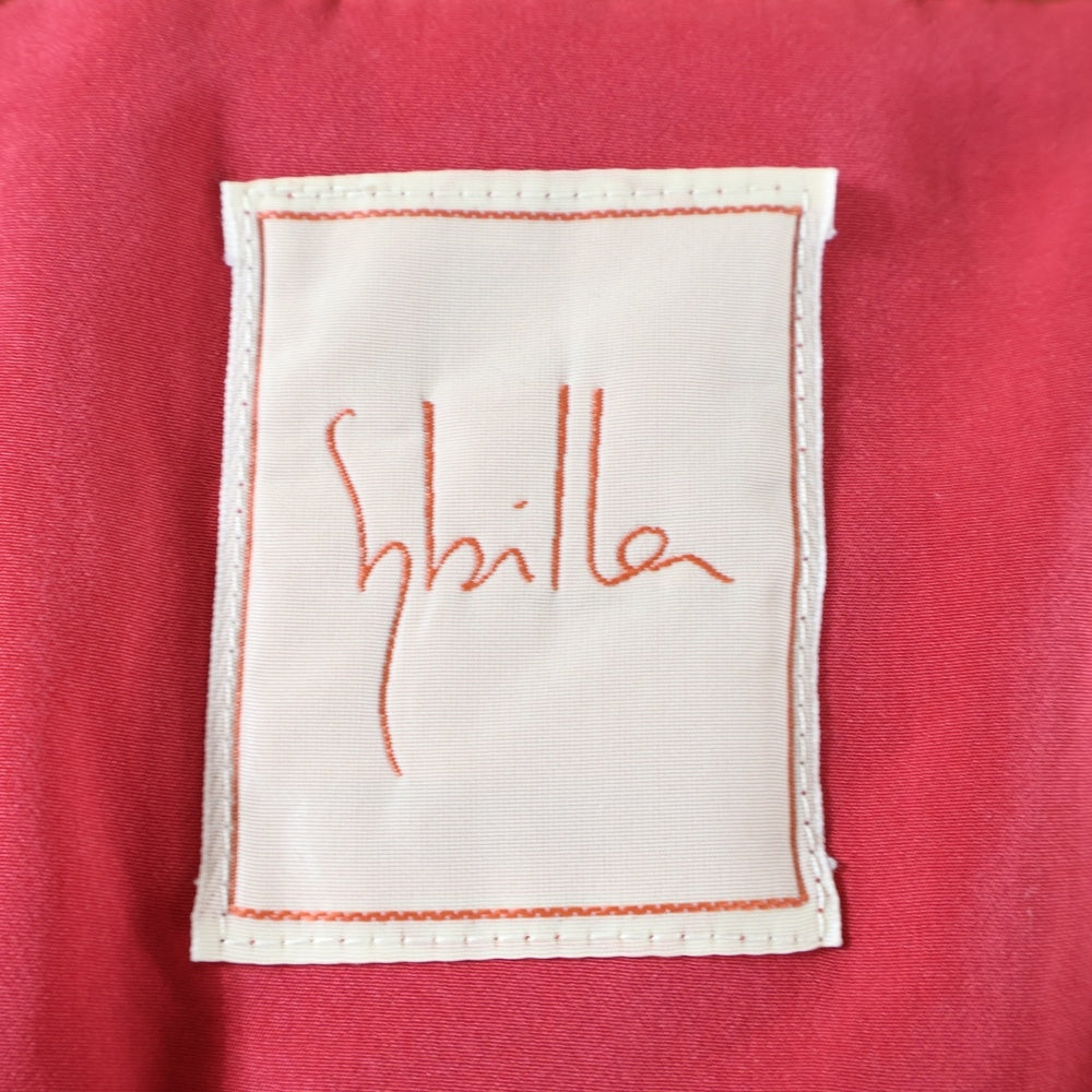NO BRAND(ノーブランド) リネン混 コットン フラワー刺繍 柄 ノースリーブ ミディアムワンピース レッド レディース