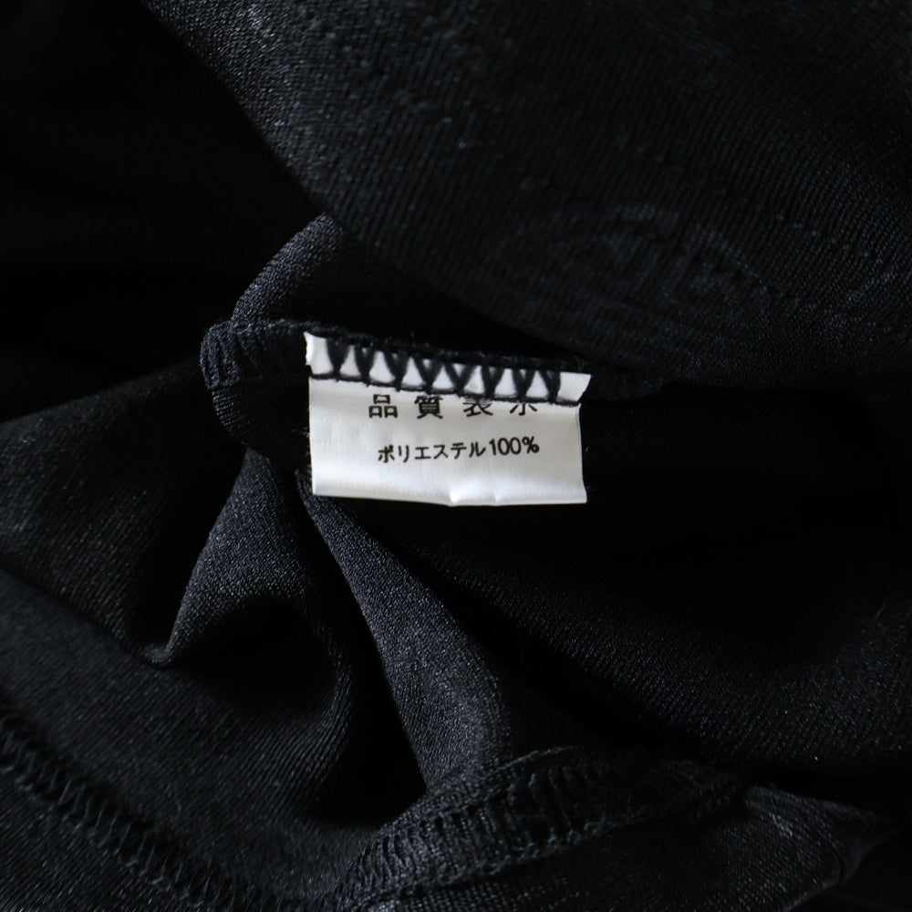 NO BRAND(ノーブランド) Qutie Frash キューティーフラッシュ ドラゴン柄切り替え ベロア ベルベット ギャザー 長袖 キャミソール トップス ブラック レディース