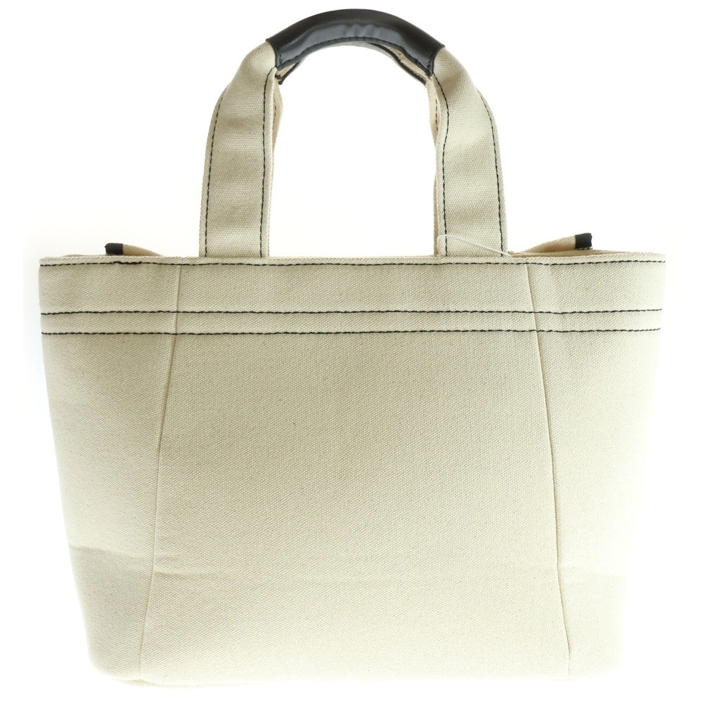 JILL STUART(ジル スチュアート) フリルトート ロゴ刺繍 キャンバス ハンド トートバッグ アイボリー/ブラック レディース 125-3183218