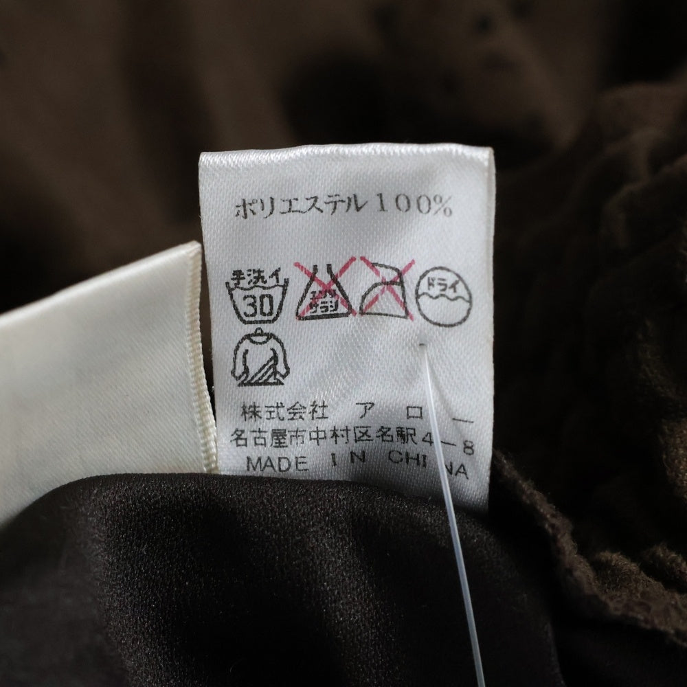 NO BRAND(ノーブランド) ARROW アロー フェイクスウェード パンチング レース柄 ティアード ミニスカート ブラウン レディース