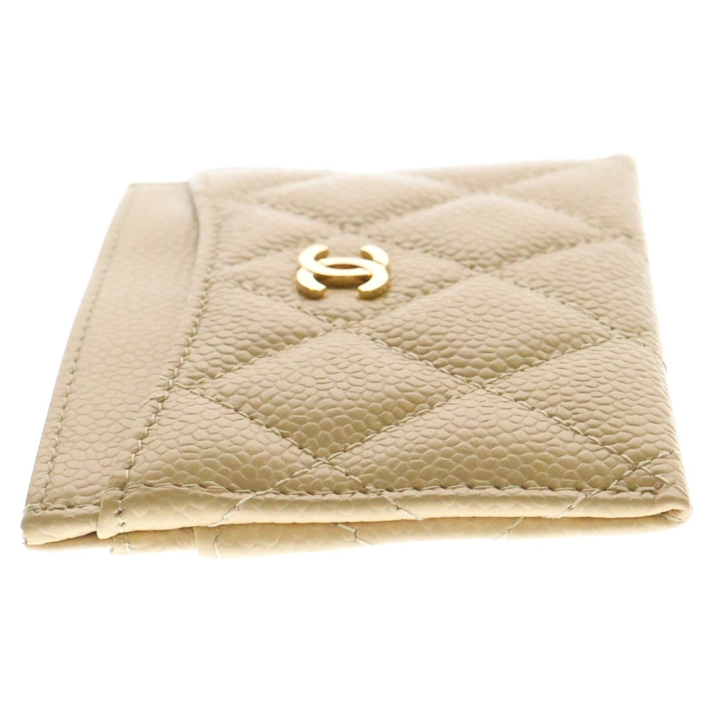 CHANEL(シャネル) マトラッセ タイムレスクラシック カードケース 名刺入れ ベージュ ゴールド金具 キャビアスキン