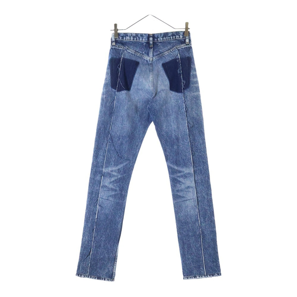 Maison Margiela 1(メゾンマルジェラ) 21SS 再構築 ボタンフライ ダメージ加工ストレートデニムパンツ インディゴ レディース S51LA0139