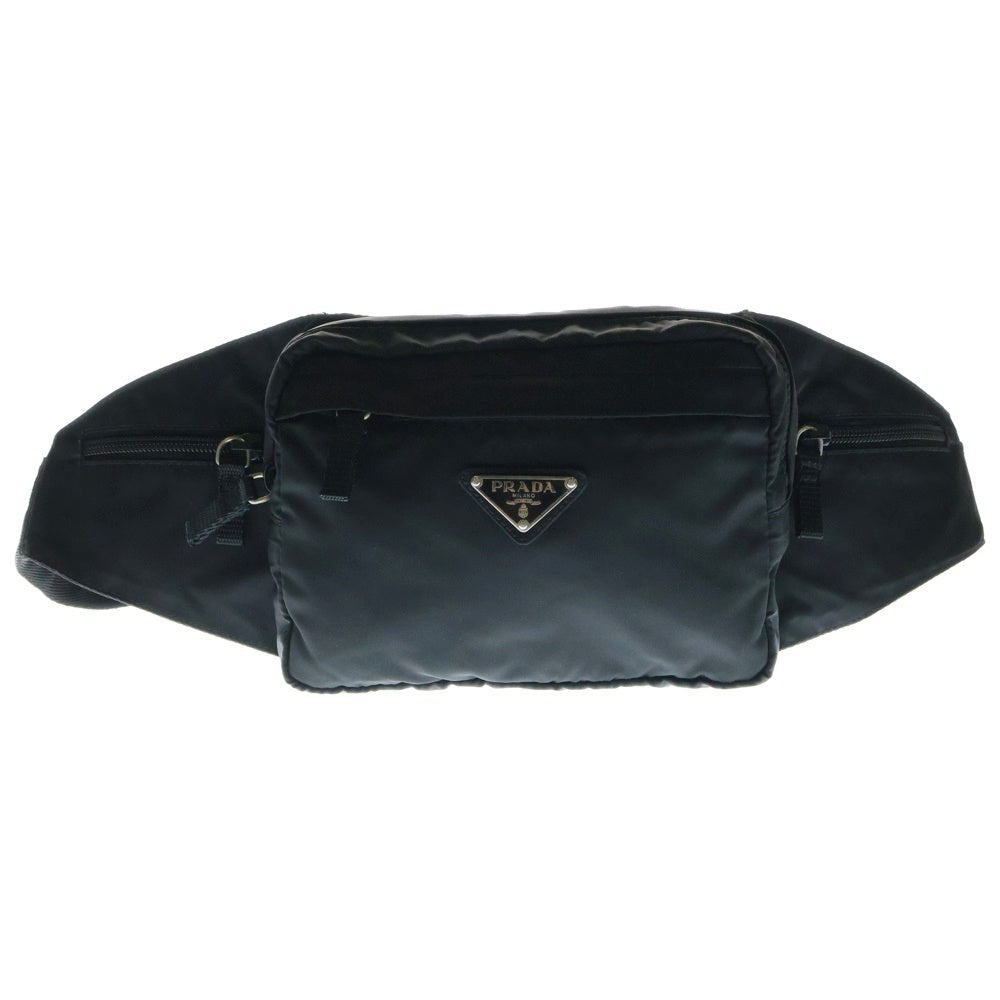 PRADA(プラダ) ウエストポーチ ボディバッグ ショルダーバッグ ブラック シルバー金具 ロゴ三角プレート テスート
