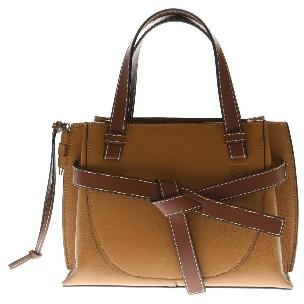 LOEWE(ロエベ) ゲート トップハンドル ミニ アナグラムロゴ レザー 2WAY ハンド ショルダーバッグ ゴールド金具 ブラウン
