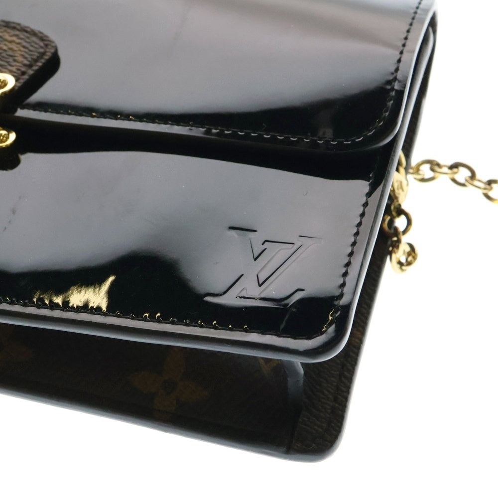 LOUIS VUITTON(ルイヴィトン) モノグラム ポルトフォイユチェリーウッドチェーン ショルダーバッグ ショルダーウォレット ブラック×ブラウン ゴールド金具 M63305