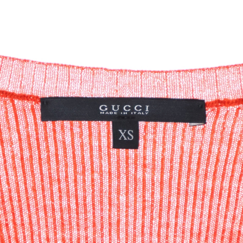 GUCCI(グッチ) カシミヤ Vネック リブ 長袖 ニット セーター レッド レディース 355814
